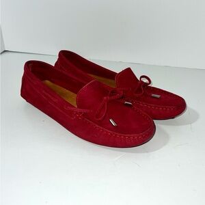 Mercanti Fiorentini Deep Red Leather Driving Flat Loafers Women’s  Size 7B